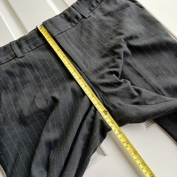 Karen Kane Black Pinstripe Slacks 14 self hemmed 27" inseam short warm comfy - Picture 8 of 14